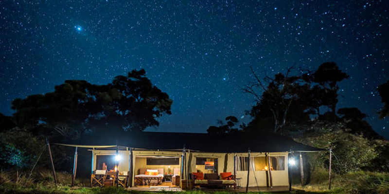 safari tent under the stars